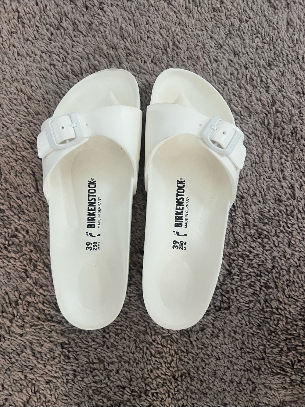 Birkenstock White Single-Strap EVA Slide Sandals